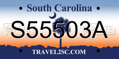 S55503A South Carolina License Plate