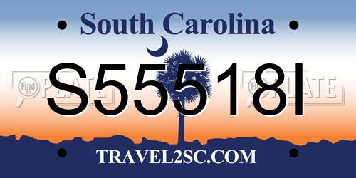 S55518I South Carolina License Plate