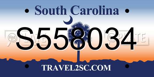 S558034 South Carolina License Plate