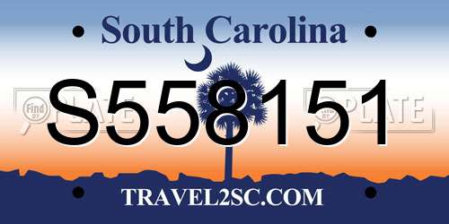 S558151 South Carolina License Plate