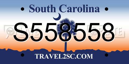 S558558 South Carolina License Plate