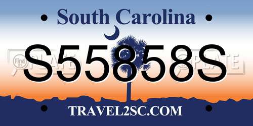 S55858S South Carolina License Plate