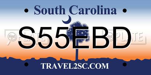 S55EBD South Carolina License Plate