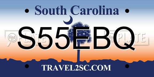 S55EBQ South Carolina License Plate