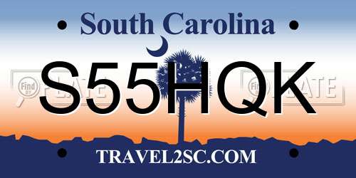 S55HQK South Carolina License Plate