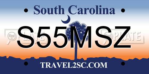 S55MSZ South Carolina License Plate