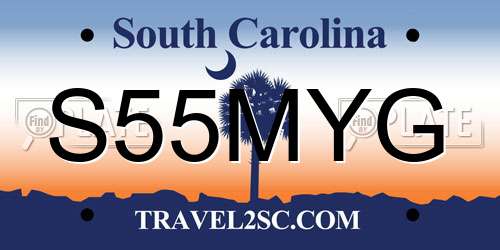 S55MYG South Carolina License Plate