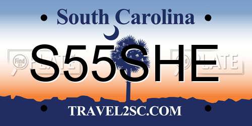 S55SHE South Carolina License Plate