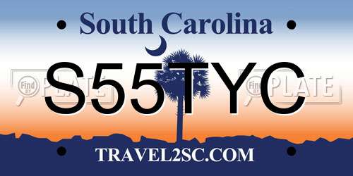S55TYC South Carolina License Plate