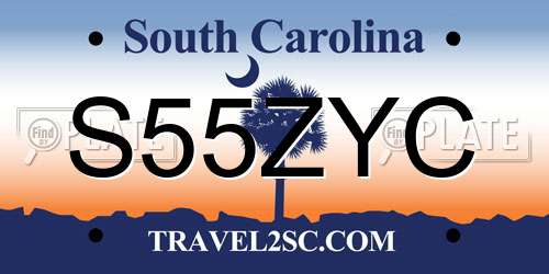 S55ZYC South Carolina License Plate