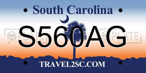S560AG South Carolina License Plate