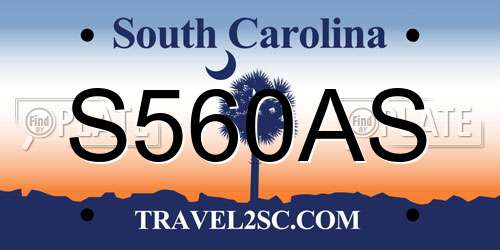 S560AS South Carolina License Plate