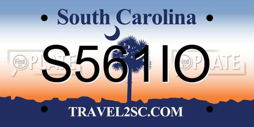 S561IO South Carolina License Plate
