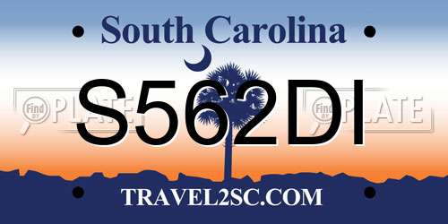 S562DI South Carolina License Plate