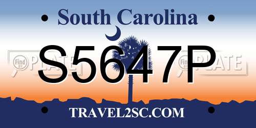 S5647P South Carolina License Plate