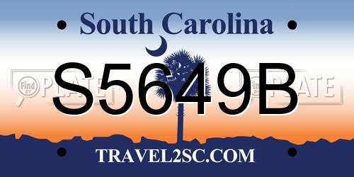 S5649B South Carolina License Plate