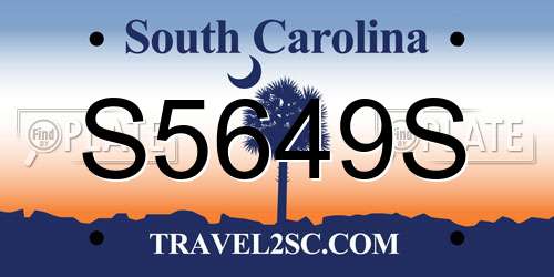 S5649S South Carolina License Plate