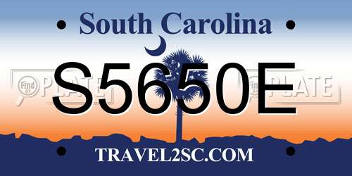 S5650E South Carolina License Plate