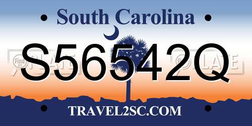 S56542Q South Carolina License Plate
