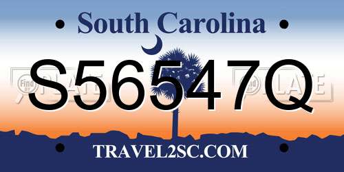 S56547Q South Carolina License Plate