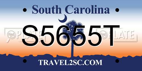 S5655T South Carolina License Plate