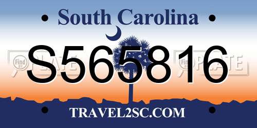 S565816 South Carolina License Plate