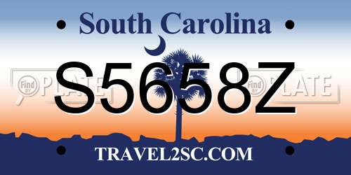 S5658Z South Carolina License Plate