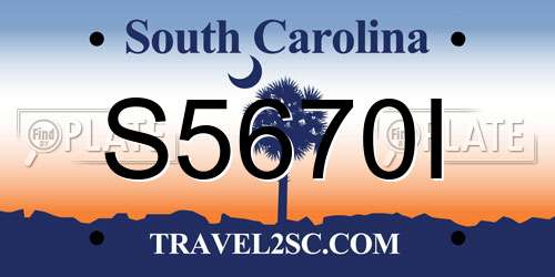 S5670I South Carolina License Plate