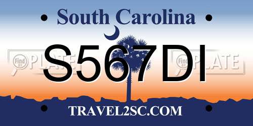 S567DI South Carolina License Plate
