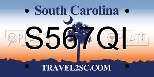 S567QI South Carolina License Plate