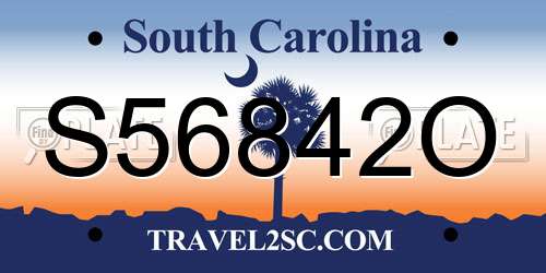 S56842O South Carolina License Plate