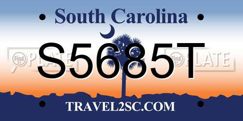 S5685T South Carolina License Plate