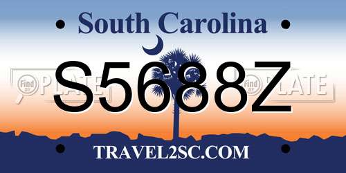 S5688Z South Carolina License Plate
