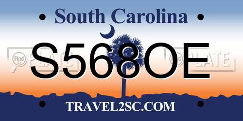 S568OE South Carolina License Plate