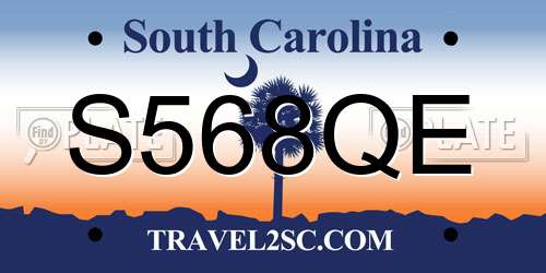 S568QE South Carolina License Plate