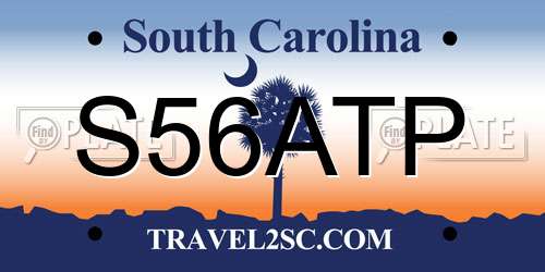 S56ATP South Carolina License Plate