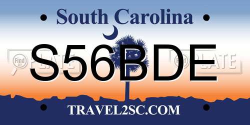 S56BDE South Carolina License Plate