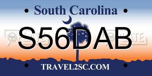 S56DAB South Carolina License Plate