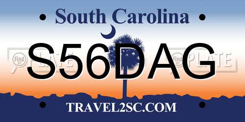S56DAG South Carolina License Plate