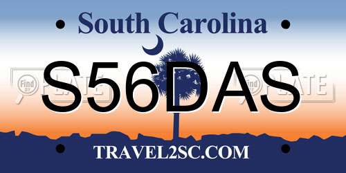 S56DAS South Carolina License Plate