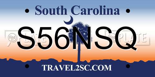S56NSQ South Carolina License Plate