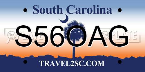 S56OAG South Carolina License Plate