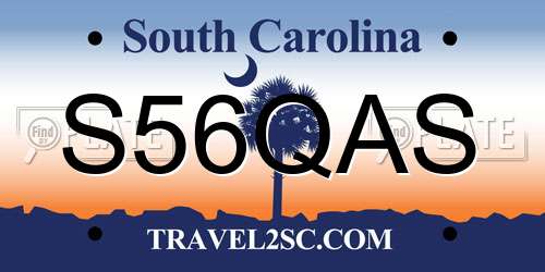 S56QAS South Carolina License Plate