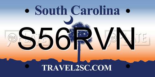 S56RVN South Carolina License Plate