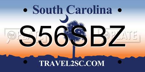 S56SBZ South Carolina License Plate