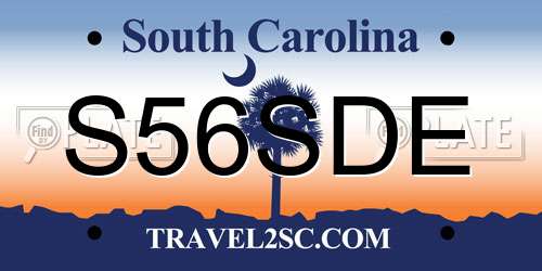 S56SDE South Carolina License Plate