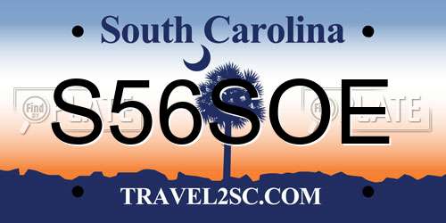 S56SOE South Carolina License Plate