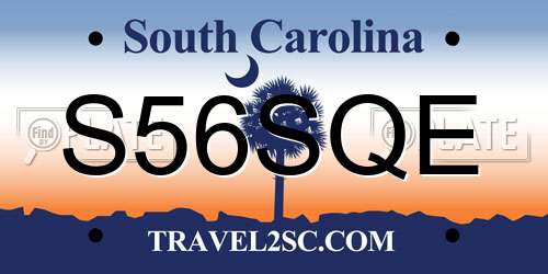 S56SQE South Carolina License Plate