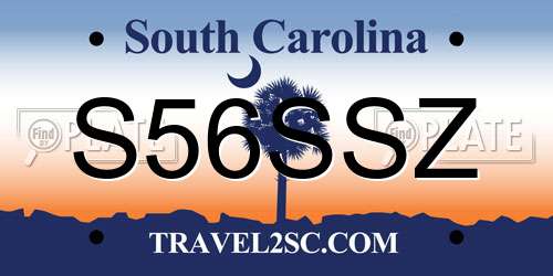 S56SSZ South Carolina License Plate