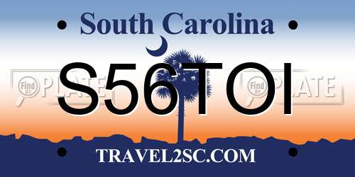 S56TOI South Carolina License Plate